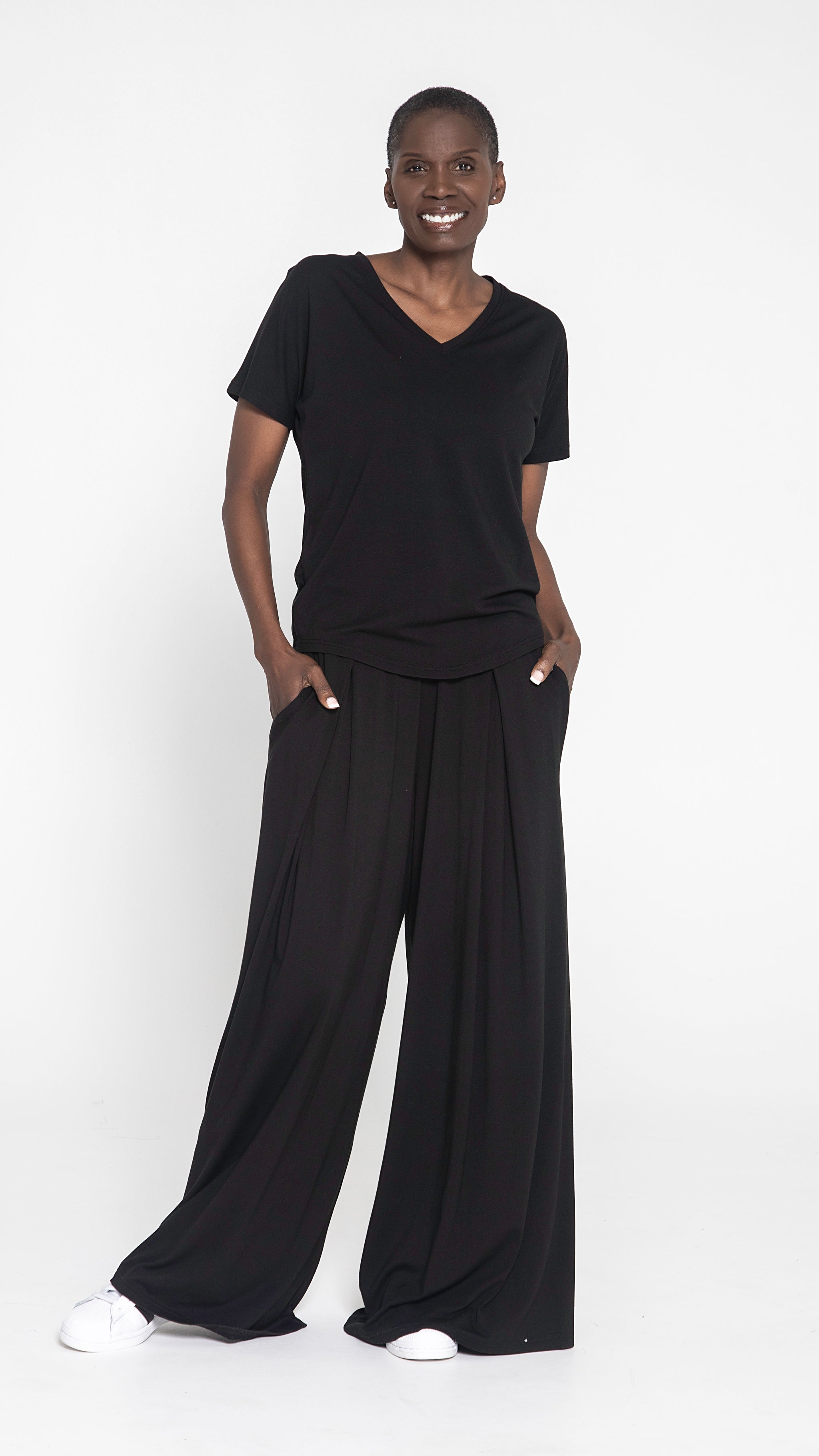 Pleated Maxi Pants Jersey- Oceana Blue – Kiya Tomlin
