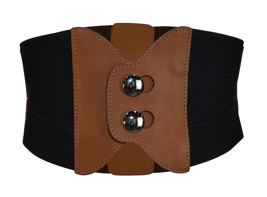 Marquise Faux Leather & Elastic Corset Cinch Belt –